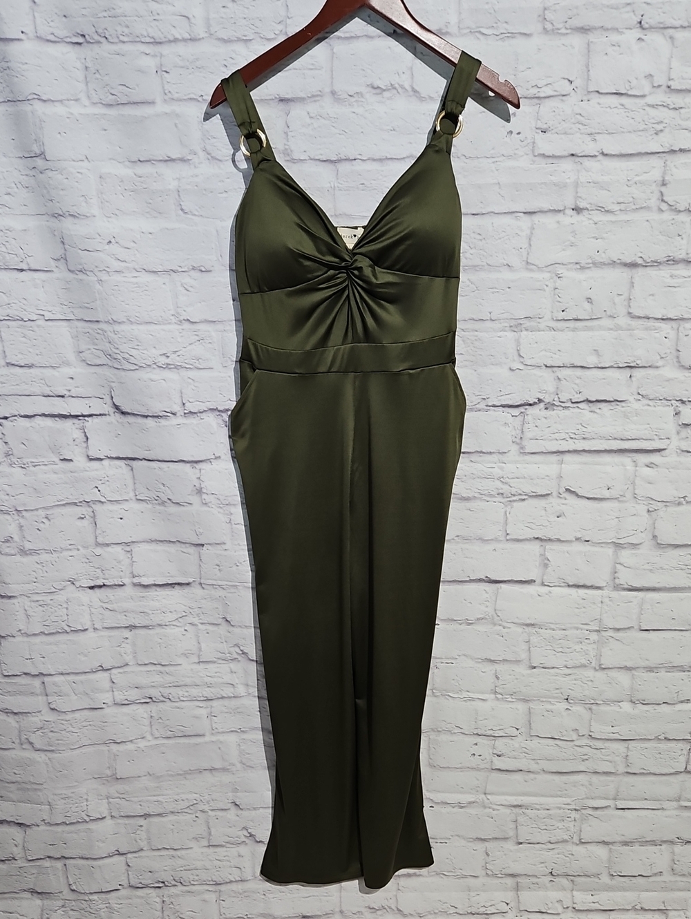 Derek Heart Olive Green Twisted Front Jumpsuit